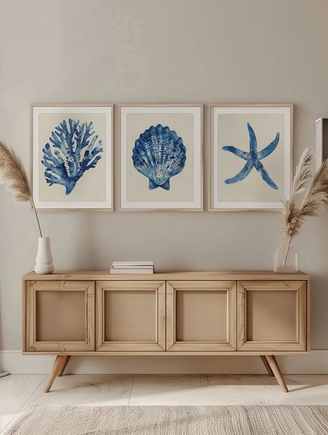 Beach Decor Living Room Coastal Design, Starfish Wall Art, Seaside Paintings, Beach House Wall Art, Houses In France, Seaside House, House Wall Art, Seaside Decor, Ocean Treasures