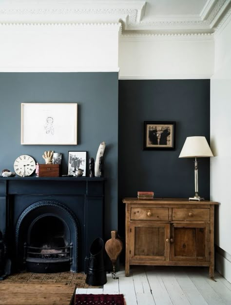 Going to the Dark Side with Mad About the House in London - Remodelista Painted Mirrors, Room Mirrors, Mad About The House, Dark Green Walls, Victorian Living Room, Home Mood Board, Colourful Home, Boho Curtains, Perfect Desk