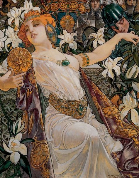 Rei Arthur, Importance Of Art, Alphonse Mucha Art, Mucha Art, Art Nouveau Illustration, Pre Raphaelite, Alphonse Mucha, Arte Floral, Contemporary Artists