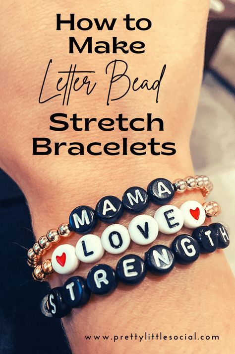 Diy Word Bracelets Beads, Letter Bead Bracelets Diy, Making Name Bracelets, How To Make Beaded Word Bracelets, Diy Candy Bracelets, Diy Name Bracelets How To Make, How To Make Name Bead Bracelets, How To Make Letter Bead Bracelets, Word Bracelets Diy