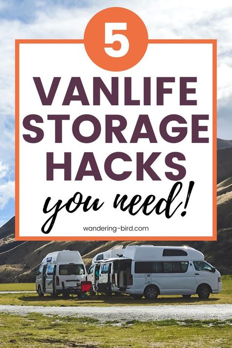 Looking for vanlife hacks? Want more storage in your camper? Here are 5 cheap and easy DIY hacks for vanlife you need if you want to increase storage space in your van. Which of these vanlife ideas is your favourite? Vanlife Hacks | Vanlife storage ideas | DIY vanlife #vanlife #vanlifehacks Camper Hacks Diy Tips And Tricks, Vanlife Storage, Motorhome Organization, Rv Storage Hacks, Vanlife Hacks, Motorhome Hacks, Vanlife Ideas, Campervan Storage Ideas, Campervan Storage