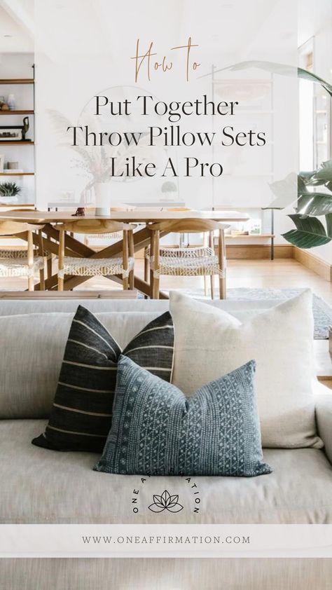 Master the art of arranging throw pillow sets with these pro tips for a perfectly styled space. Couch Pillow Arrangement, Two Couches, Pillow Sets, Low Sofa, Pillow Sizes, Grey Sectional, Pillow Arrangement, Throw Pillow Styling, Pillow Styling