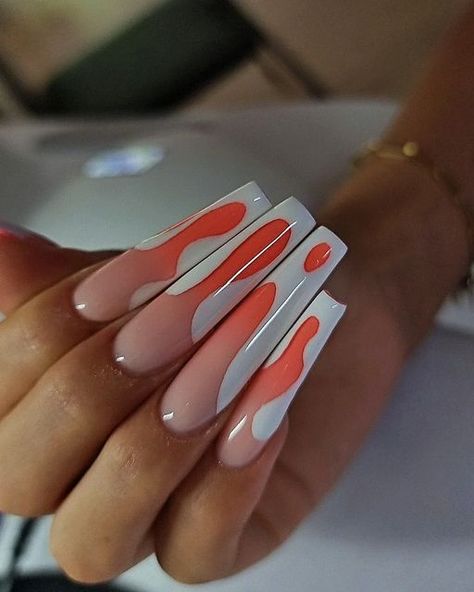 Medium Nails, Long Acrylic Nail Designs, Drip Nails, Work Nails, Exotic Nails, Long Acrylic Nails Coffin, Long Square Acrylic Nails, Unique Acrylic Nails, Bling Acrylic Nails