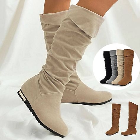 Cute Winter Boots, Womens Boots Flat, Knee High Boots Flat, Trendy Womens Shoes, Low Heel Boots, Women Boots, Biker Boots, Boots Fall, Fall Shoes