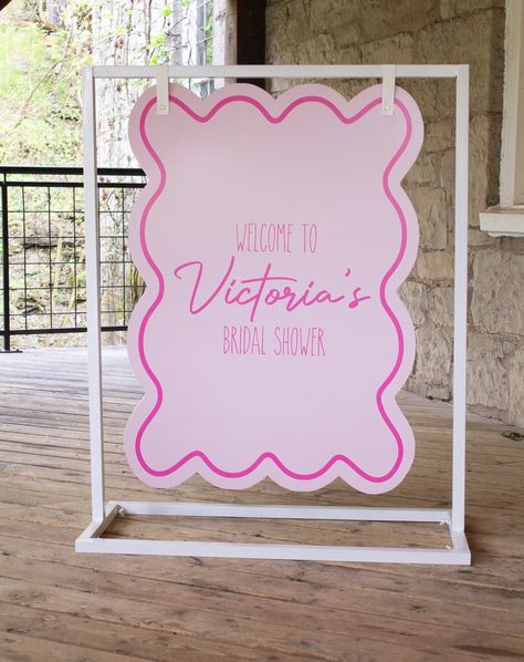 We are officially OBSESSED with this sign! 🌸✨ #bridalshower #bridalshowerdecor #bridalshowerideas #bridalshowersign #bridalshowersigns #weddingsign #weddinginspiration Bridal Shower Lover Theme, Bridal Brunch Welcome Sign, Bridal Shower Entry Sign, Bridal Shower Welcome Sign Acrylic, Pink Bridal Shower Welcome Sign, Pink Bridal Shower, Bridal Shower Welcome Sign, Shower Welcome Sign, Pink Bridal