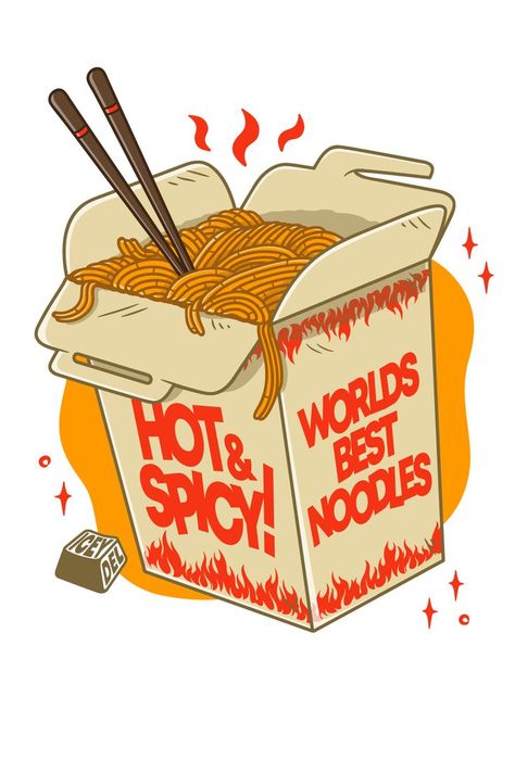 Take out Noodles Drawing Illustration | Illustrated by @iceydel Take Out Noodles, Noodles Drawing, Burger Drawing, Diy Beer Pong Table, Noodle Art, Food Illustration Design, Food Sculpture, Bag Illustration, Food Artwork