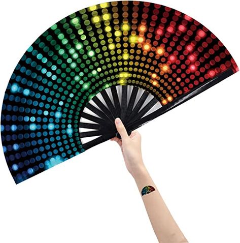 beautiful rave fan for an rave event, #rave Dj Light, Japanese Bamboo, Dj Lighting, Hand Fan, Dj, Fan