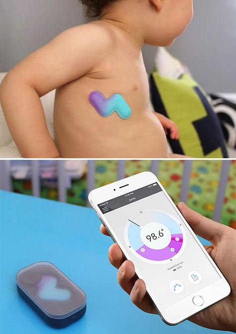 Fever Scout - Fever Scout is a soft, wearable thermometer that continuously measures temperature and wirelessly sends the information to your smartphone. It makes monitoring and tracking your kid’s fever easier and more accurate than ever. | werd.com Gift Guide For Men, Sick Baby, Baby Gadgets, Baby Must Haves, Baby Time, Baby Monitor, Everything Baby, Baby Health, Baby Registry