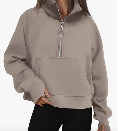 Lulu Lemon dupe:) So many colors and $30 bucks, cant beat it. Lulu Lemon Sweatshirt, Lulu Lemon Sweater, Lulu Sweatshirt, Lulu Lemon Outfits, Fall Outfits For Women, Zipper Hoodies, Sports Clothes, Womens Sweatshirts, Cropped Pullover