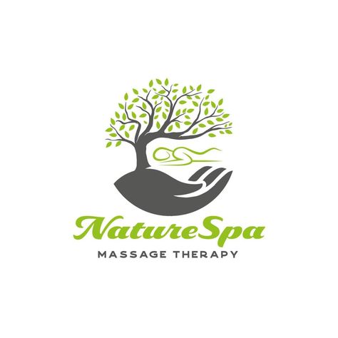 Nature Spa massage therapy logo. tree and hand care spa design template Massage Therapy Logo, Retreat Logo, Spa Massage Therapy, Nature Spa, Therapy Logo, Logo Tree, Urban Retreat, Tree Logo, Spa Design