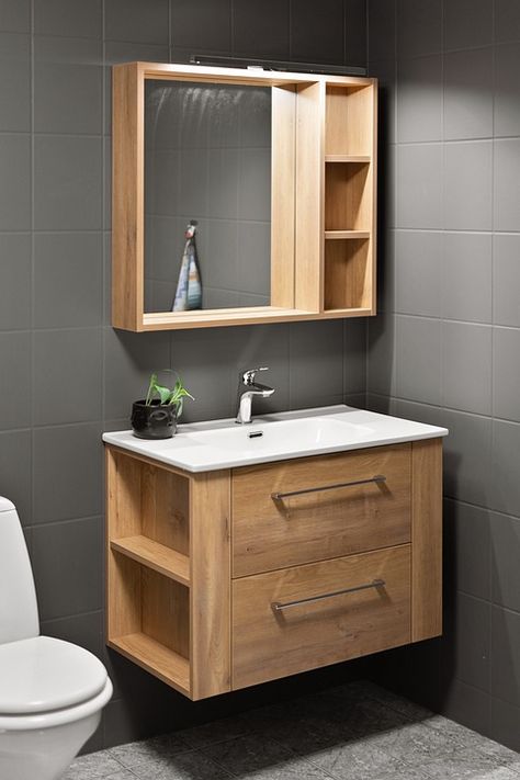 Small Bathroom Sink Cabinet, Modern Farmhouse Bathroom Ideas, Small Bathroom Cabinets, Rental Bathroom, Small Bathroom Sinks, Space Saving Bathroom, Bathroom Sink Cabinets, Small Bathroom Vanities, Small Toilet