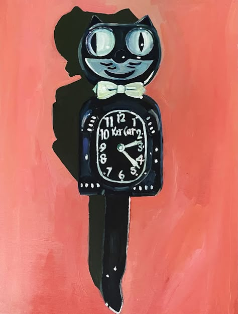 Kit Cat Clock | ERIKA LEE SEARS Clock Drawing, Every Day Objects, Clock Drawings, Kit Cat Clock, Clock Painting, Retro Painting, Cat Clock, Clock Wallpaper, Canvas Painting Designs