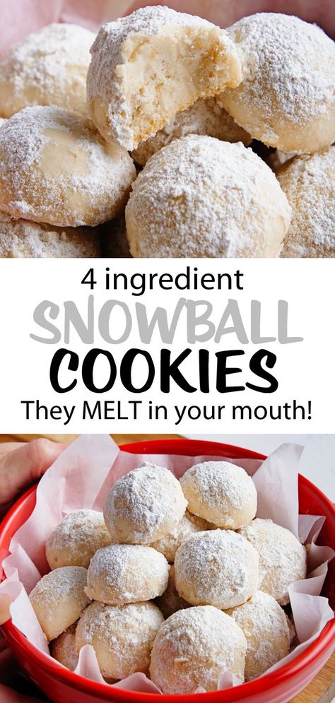 If you make just one holiday or Christmas cookie this year, these soft homemade snowball cookies are absolutely the recipe to try! #cookies #snowball #cookierecipes #Christmas #Christmascookies #snowballs #snowballcookies #holidaycookies #holidayrecipes #Christmasrecipes #vegan #vegancookies Snowball Cookies Recipe, Ella Vegan, Snowball Cookie Recipe, Christmas Cookie Recipes Holiday, Christmas Baking Recipes, Snowball Cookies, Holiday Favorite Recipes, Holiday Cookie Recipes, Xmas Cookies