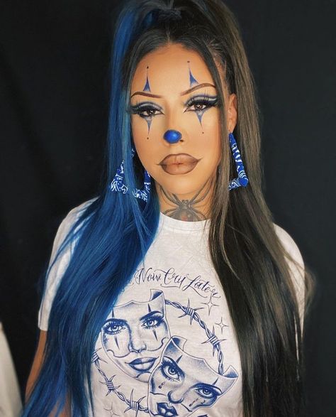 Chicana Clown Makeup Halloween, Laugh Now Cry Later Makeup, Chola Halloween Makeup, Chola Clown Makeup Halloween, Smile Now Cry Later Makeup, Cholo Makeup, Latina Clown Makeup, Cholo Clown Makeup, Payasa Makeup