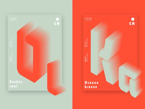 Two-tone gradient poster by CHEN Gradient Typography Poster, Half Tone Design, Instagram Theme Layout, Gradient Inspiration, Tech Poster, Presentations Design, Type Classification, Half Tone, Japan Graphic Design