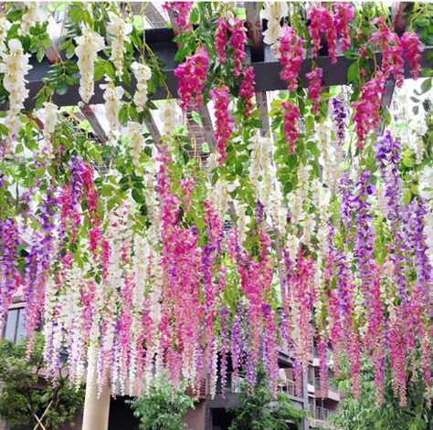 White Green Artificial Flowers Simulation Wisteria Vine Wedding Decorations Long Silk Plant Bouquet Door Room Office Garden Wisteria Decorations Home, Artificial Flowers Decoration Home Decor, Wisteria Garland, Wisteria Wedding, 21 Bday, Wisteria Vine, Wisteria Flower, Flower Vines, Branches Diy