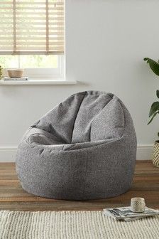 Charcoal Grey Chunky Weave Bean Bag Chair Grey Bean Bag, Grey And White Room, Mood Board Bedroom, Bean Chair, Bean Bag Living Room, Teenage Boy Room, Relaxation Space, Bedroom Corner, Cosy Corner