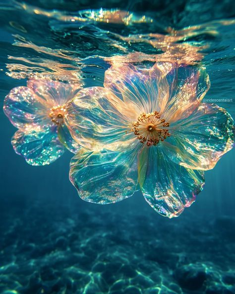 𝖀𝖓𝖉𝖊𝖗 𝖙𝖍𝖊 𝖘𝖊𝖆 🌊🌸🌼 #UnderTheSea #IridescentFlowers #IridescentAIArt #Iridescent #IridescentArt #Ocean #SummerVibes #SummerVibes #SummerMood Horizon Aesthetic, Sea And Flowers, Art Gcse Ideas, Ocean Flowers, Ipad Widgets, Underwater Plants, Dripping Water, Beach Mermaid, Sea Flowers