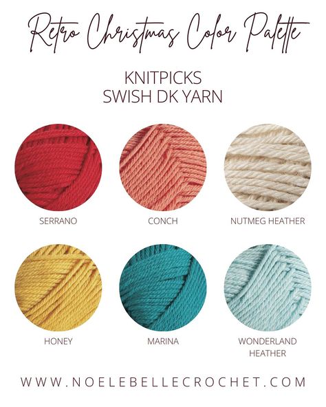 Anyone else LOVE planning color palettes? 😍 I got really into putting together holiday-themed color schemes this year in my search to find the perfect yarn to brighten up my winter WIPs. Which color palette is your favorite? 🧶✨ KnitPicks Swish yarn is one of my favorite choices when I’m looking for yarn with a good color selection. It’s a soft, squishy superwash merino wool that comes in DK, worsted & bulky weights. And the best part is, it’s super affordable! You can find all of these col... I Love This Yarn Color Combinations, Crochet Color Palette, Yarn Color Combinations, Random Crafts, I Love This Yarn, Knit Picks, Crochet Creations, Dk Yarn, Color Inspo