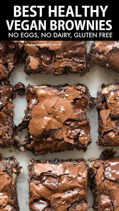 Eggless Brownies, Decadent Cheesecake, Best Vegan Brownies, Healthy Vegan Dessert, Vegan Brownies Recipe, Patisserie Vegan, Resep Brownies, Gooey Brownies, Heath Bars