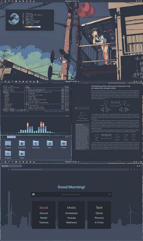 Web Development Aesthetic, Unix Rice, Computer Homescreen Aesthetic, Sff Pc Build, Computer Science Wallpaper, Linux Aesthetic, Notion Videogames, Cyberpunk Aesthetic Wallpaper Desktop, Desktop Inspiration