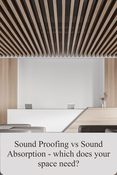 Sound Proofing vs Sound Absorption - which does your space need? Restaurant Sound Proofing, Home Office Noise Reduction, Sound Proof Office Space, Acoustic Solutions Office, Sound Reduction Ideas, Acoustic Panels On Ceiling, Office Sound Proofing, Office Sound Absorption, Sound Proof Wall Design