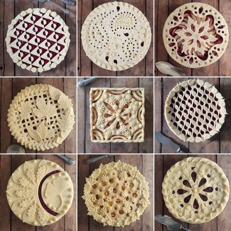 Types Of Pies, Vodka Pie Crust, Creative Pie Crust, Pretty Pie Crust, Fancy Pie Crust, Pie Crust Art, Beautiful Pie Crusts, Creative Pies, Decorative Pie Crust