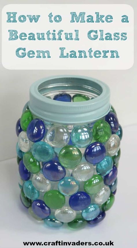 How to Make a Beautiful Glass Gem Lantern • Craft Invaders Glass Gem Crafts, Glass Bead Crafts, Nifty Crafts, Lantern Craft, Farmhouse Home Decor Ideas, Garden Balls, Budget Crafts, Gem Crafts, Cone Trees