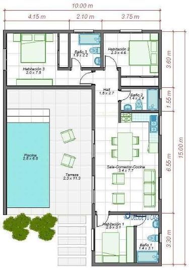 L Shaped House Plans, L Shaped House, Pool House Plans, Building Plans House, Architectural Design House Plans, Home Design Floor Plans, Tiny House Floor Plans, Model House Plan, House Construction Plan