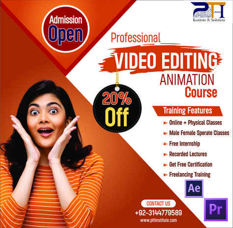 Video Editing Courses 2022 Learn Youtube Star Course And Earn Money From many Platform like. >Freelancing >Own Business >on Job >Services "Training Features" > Online + Physical Classes > Get Free Certification > Recorded Lectures > Free Online Internship >Male Female Sperate Classes * PTH Training Institute and Solution - Pakistan's No 1 IT Trainings Institute >> Class Assignments, Practical Projects. >> Top Student of each Batch will be offered a 02-month Internship leading to a Job Video Editing Course, Course Flyer, Top Student, Graphic Design Course, Youtube Stars, Design Course, Free Courses, Own Business, A Job