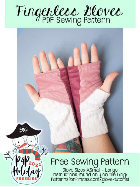 Fingerless Gloves Sewing Pattern, Diy Fingerless Gloves, Fleece Sewing Projects, Gloves Diy, Patterns For Pirates, Glove Pattern, Sewing Fleece, Gloves Pattern, Free Pdf Sewing Patterns