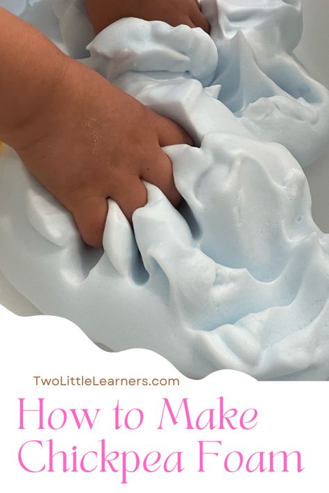 How to Make Chickpea Foam - Two Little Learners Texture Activities For Kindergarten, Clay Activities For Preschoolers, Chickpea Foam, Foam Recipe, Clay Activity, Pre K Ideas, Bubble Recipe, Kids Sensory Play, Toddler Sensory