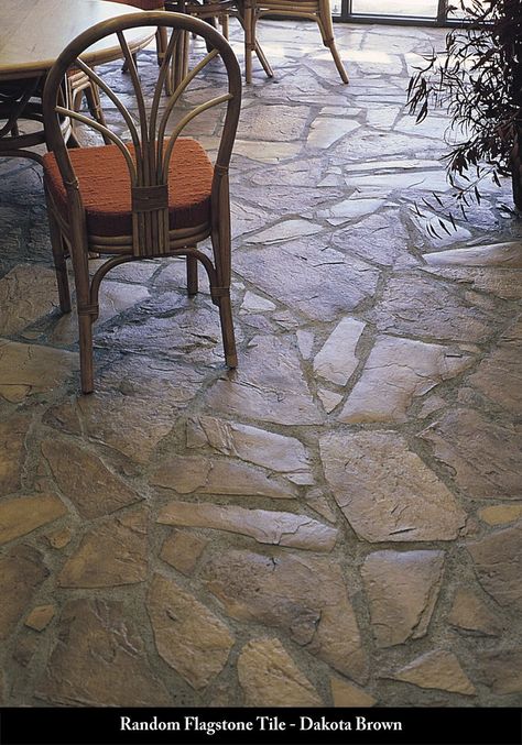 Coronado Stone Products - All Projects - Random Flagstone Tile Home Upgrades On A Budget, Flat Stone Patio, Mountain Cabin Ideas, Coronado Stone, Patio On A Budget, Flagstone Tile, San Bernard, Concrete Tile Floor, Rock Floor