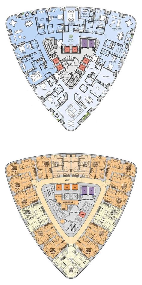 Residential Tower Plan, Hotel Project Architecture, Triangular Architecture, برج العرب, Hotel Design Architecture, Hotel Floor Plan, Hotel Floor, Hotel Plan, Skyscraper Architecture