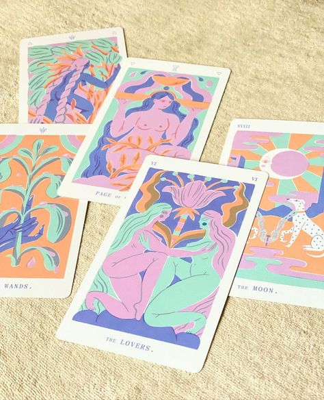 Kelly Thorn | The Tarot of Oxalia! Launches 8/13. Put it in your calendar if you’ve ever cared for me! :P For the Kickstarter campaign, we wanted to... | Instagram Tarot Design, Digital Skills, Sticker Inspo, Risograph Print, Kickstarter Campaign, Game Illustration, Tarot Art, Brand Image, Tarot Decks