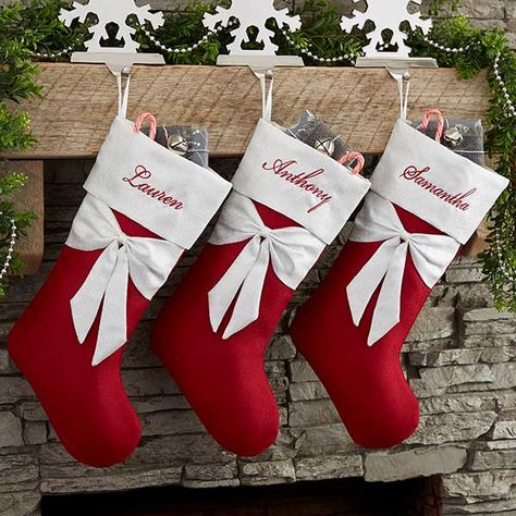 Christmas Stocking Ideas, Cute Christmas Stockings, Stocking Ideas, Red Christmas Stockings, Christmas Stockings Diy, Classy Christmas, Pretty Christmas, Xmas Stockings, Christmas Stockings Personalized