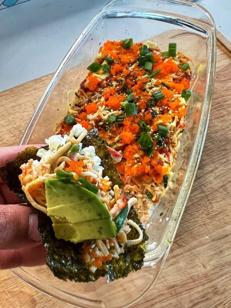 The BEST Cauliflower Sushi Bake — Angiela Eats - Quick, Easy, & Delicious Recipes Sushi Bake Recipe Easy, Bake Sushi, Cauliflower Sushi, Easy Sushi Bake, Sushi Bake Recipe, Crab Bake, Deconstructed Sushi, Keto Sushi, Low Carb Sushi