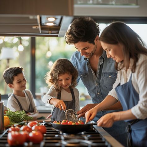 "Family #CookingTogether: A joyful #FamilyTime spends quality time together preparing a #HealthyEating in their sunlit #HomeChef. #FamilyCooking #DigitalArt #AIgenerated ⬇️ Download and 📝 Prompt 👉 https://stockcake.com/i/family-cooking-together_223033_41783" Families Eating Together, Family Cooking Together, Healthy Family Relationships, January Vision Board, Happy Healthy Family, Parents Images, Parenting Pictures, Goals 2024, Family Meal Prep