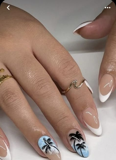 Summer Nails Vacation The Beach, Almond Beach Nails Ideas, Beach Nails Vacation Almond, Nail Ideas For Summer Almond, Summer Cruise Nail Ideas, Summer Beach Nail Designs Hawaii, Summer Holiday Nail Ideas, Cuba Nails Designs, Goa Nails Design