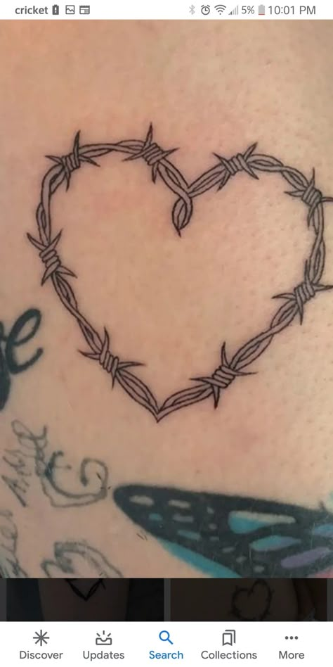 Heart Bobwire Tattoo, Thorned Heart Tattoo, Tattoos You Can Do On Yourself, Bobwire Heart Tattoo, Vine Heart Tattoo, Heart Chain Tattoo, Barb Wire Heart Tattoo, Barbwire Heart Tattoo, Barbed Wire Heart Tattoo