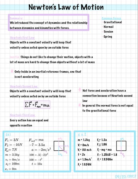 Physics Notes Newton, Acceleration Physics Notes, How To Take Notes For Physics, Grade 11 Physics Notes, Physics Notes Grade 10, Newtons Laws Of Motion Notes, Laws Of Motion Notes, A Level Physics Notes, Physics Motion