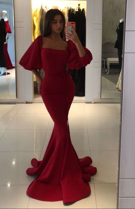 Chic Prom Dresses, Red Mermaid, Prom Dresses With Sleeves, Red Prom Dress, Long Prom Dress, Custom Dresses, Occasion Dresses, I Dress, Red Formal Dress