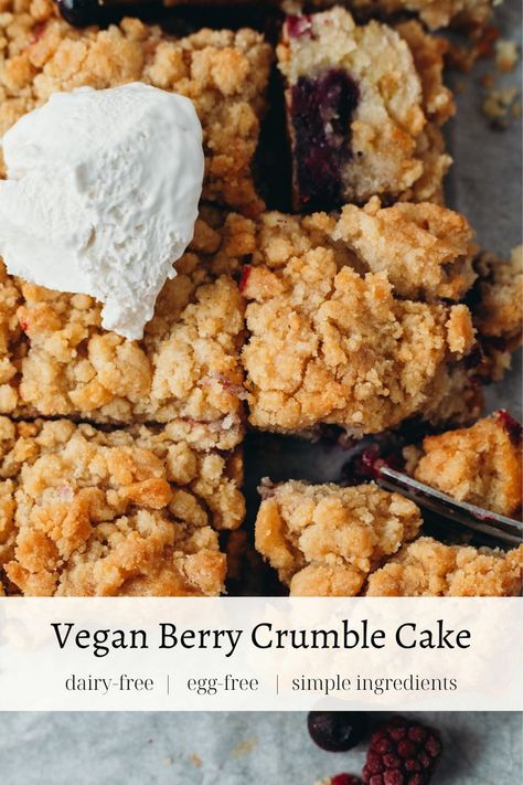 Berry Crumble Cake, Caramel Apple Crumble, Vegan Crumble, Apple Crumble Cake, Berry Crumble, Fluffy Cake, Crumble Cake, Frozen Berries, Dairy Free Eggs