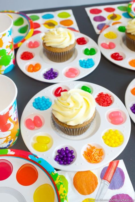 Art Birthday Party Ideas Messy Snacks For Kids, What A Mess Vbs Snacks, Art Birthday Party Ideas, Lego Cupcakes, Wallpaper Snoopy, Birthday 4, Diy Lego, Vbs 2024, Painting Birthday