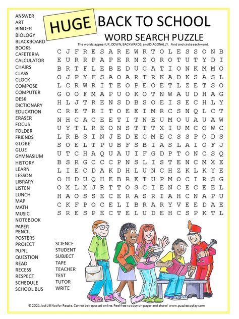 Back To School Trivia, Back To School Word Search Free Printable, Back To School Word Search Free, Wordsearches For Kids Free Printable, Wordsearches For Kids, Back To School Word Search, School Word Search, Crosswords For Kids, Word Search Puzzles For Kids