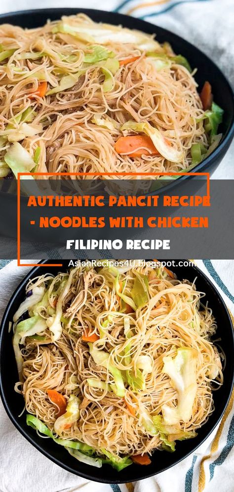 Filipino Recipes Authentic, Chicken Pancit Recipe, Philapino Recipes, Pilipino Food Recipe, Phillipino Food, Filipino Pancit, Pancit Recipe, Easy Filipino Recipes, Fried Noodles Recipe