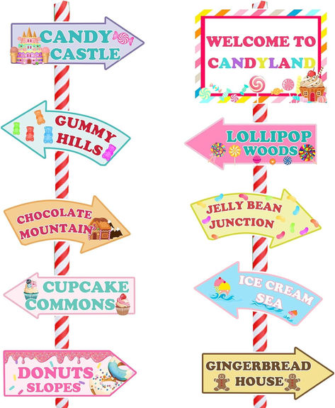 Candyland Party Decorations, Fiesec Welcome to Candy Land Sweet Party Supplies Hanging Sign Arrow Directional Sign Banner Rainbow Color 20 PCs #ad #candyland #candylandparty #candylandpartysupplies #candylandbirthday #candylandbirthdayparty #birthdaypartyideas #birthdaypartysupplies #candyparty #canydpartyideas Candyland Banner, Candyland Party Decorations, Candy Land Party, Colorful Party Decorations, Candy Castle, Candy Land Birthday Party, Fest Temaer, Candy Birthday Party, Banner Printable