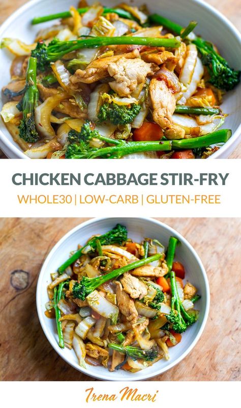 This quick and easy chicken cabbage stir-fry is a great midweek dinner meal. It's healthy, nutritious, gluten-free, paleo, low-carb and Whole30-friendly. You can make it with chicken breast or thigh meat and any type of cabbage or any other cruciferous vegetables of choice. #chickenrecipes #stirfry #paleo Chicken Cabbage Stir Fry, Quick Easy Chicken Recipes, Easy Paleo Dinner Recipes, Chicken Cabbage, Quick Easy Chicken, Paleo Snack, Cabbage Stir Fry, Paleo Recipes Breakfast, Chicken And Cabbage