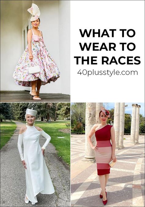 what to wear to the races - the best race day outfits for women over 40 Horse Race Outfit, Spring Racing Fashion, Kentucky Derby Fashion, Race Day Fashion, Race Outfit, Dresses For The Races, Derby Fashion, Race Day Outfits, Derby Outfits