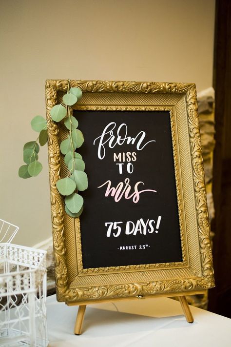 Bridal Shower Chalkboard Ideas, Coed Bridal Shower Ideas Decoration, Miss To Mrs Bridal Shower Ideas, From Miss To Mrs Bridal Shower Theme, Bridal Brunch Ideas Decorations, Cricut Bridal Shower Ideas, Miss To Mrs Shower Ideas, Classy Bridal Shower Ideas Decor, Simple Bridal Shower Decor